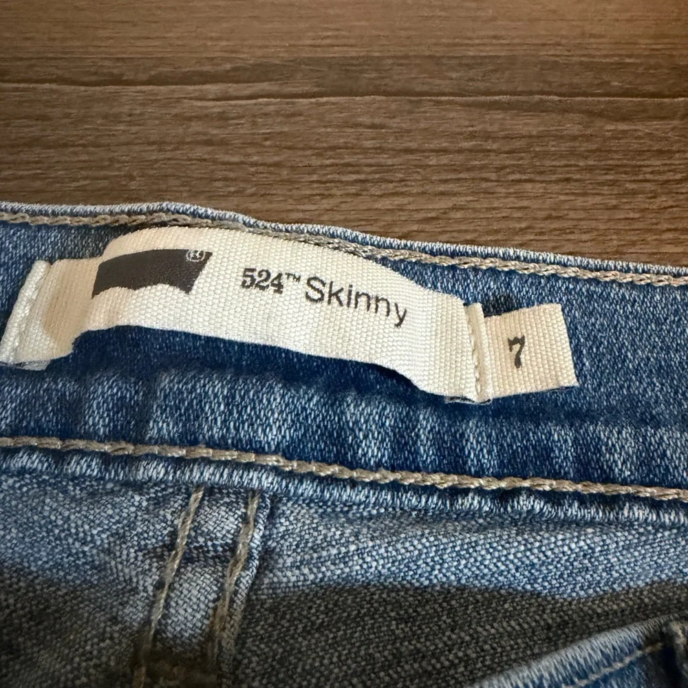 Womens Levis 524 Skinny Distressed Denim Jeans Size 7 - Picture 4 of 7